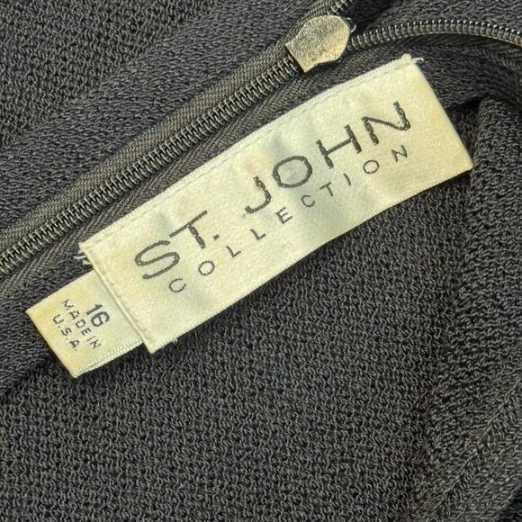 St John Collection Dress Women’s 16 Black Sleeveless Knit Pleated USA Classic - Picture 9 of 10